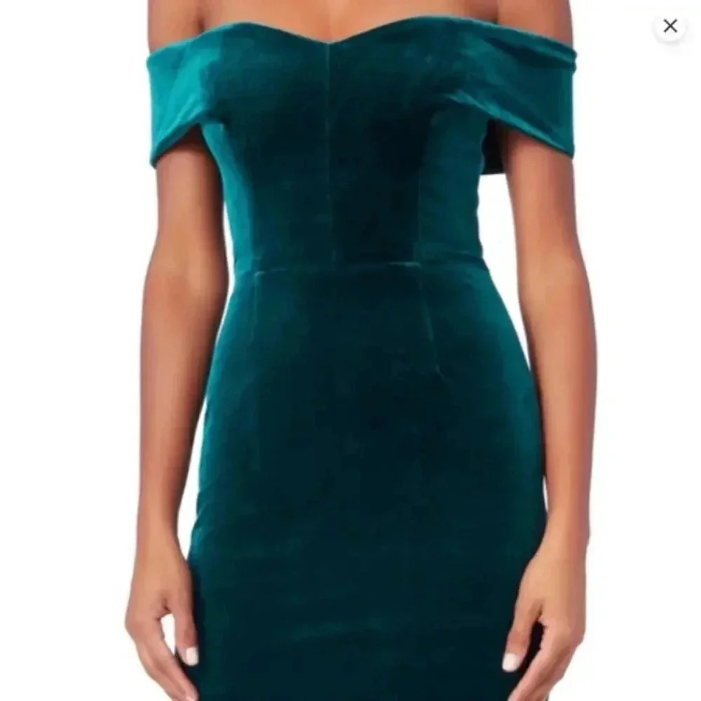 Nicholas Velvet Off-The-Shoulder Mini Dress In Green